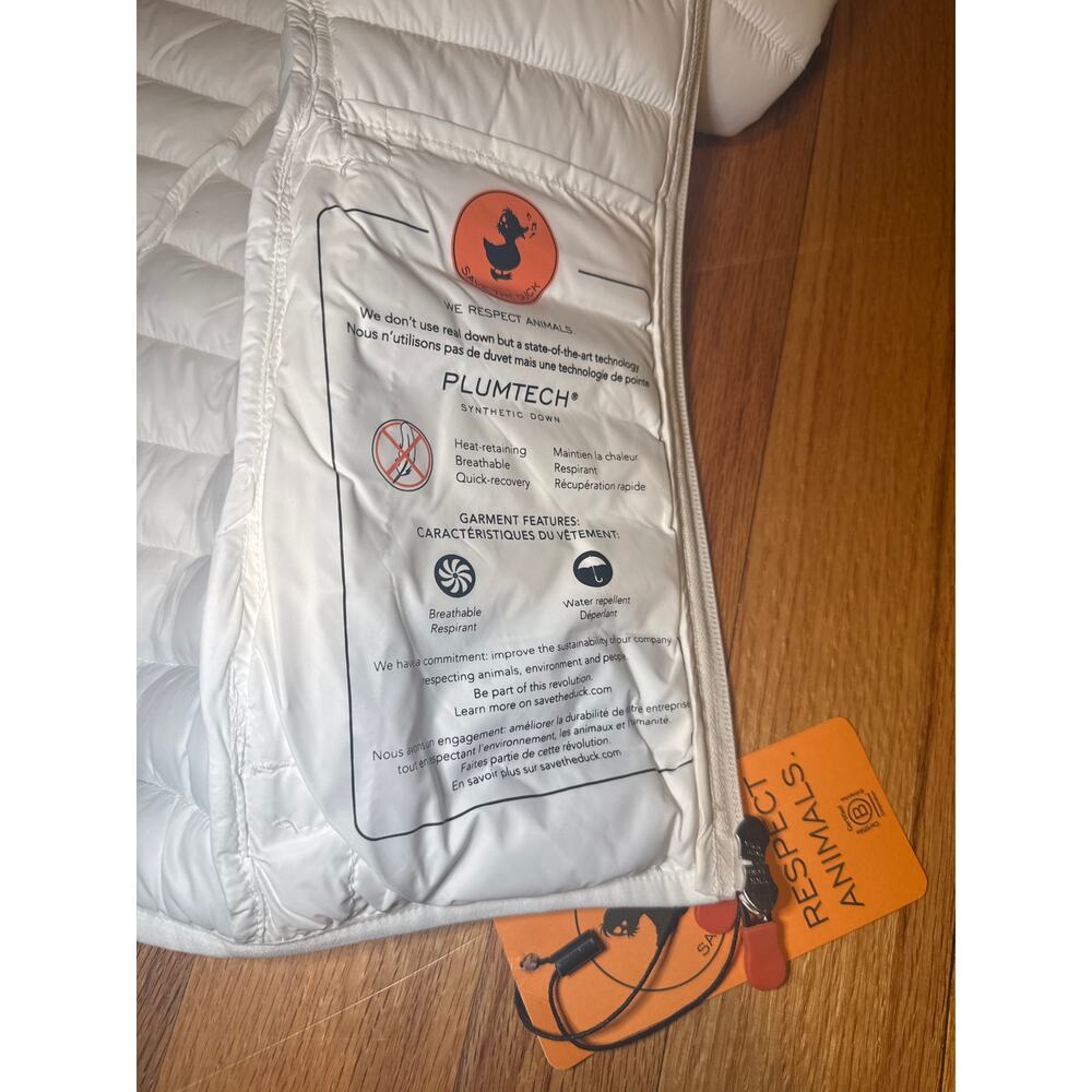NEW Save The Duck Daisy Hooded Puffer White Jacket Women’s Sz 0 / XS - Picture 7 of 14
